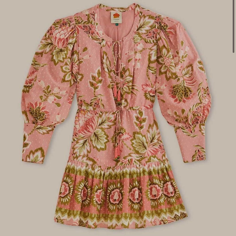 NWT Farm Rio floral cotton pink dress L - Picture 5 of 8